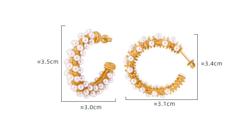 High Shine Pearl Earrings Stainless Steel