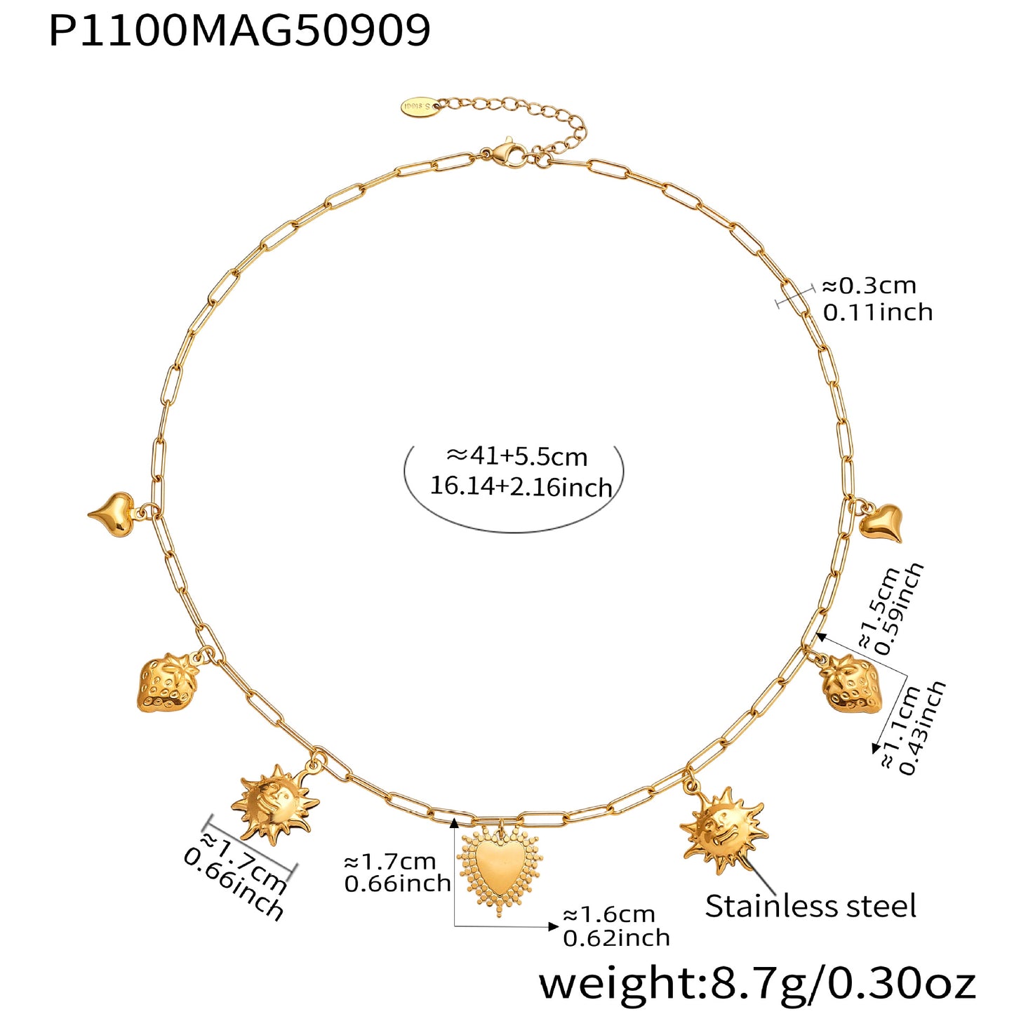 DIY Multi-accessory Jewelry European and American Hollow Sun Love Necklace Stainless Steel