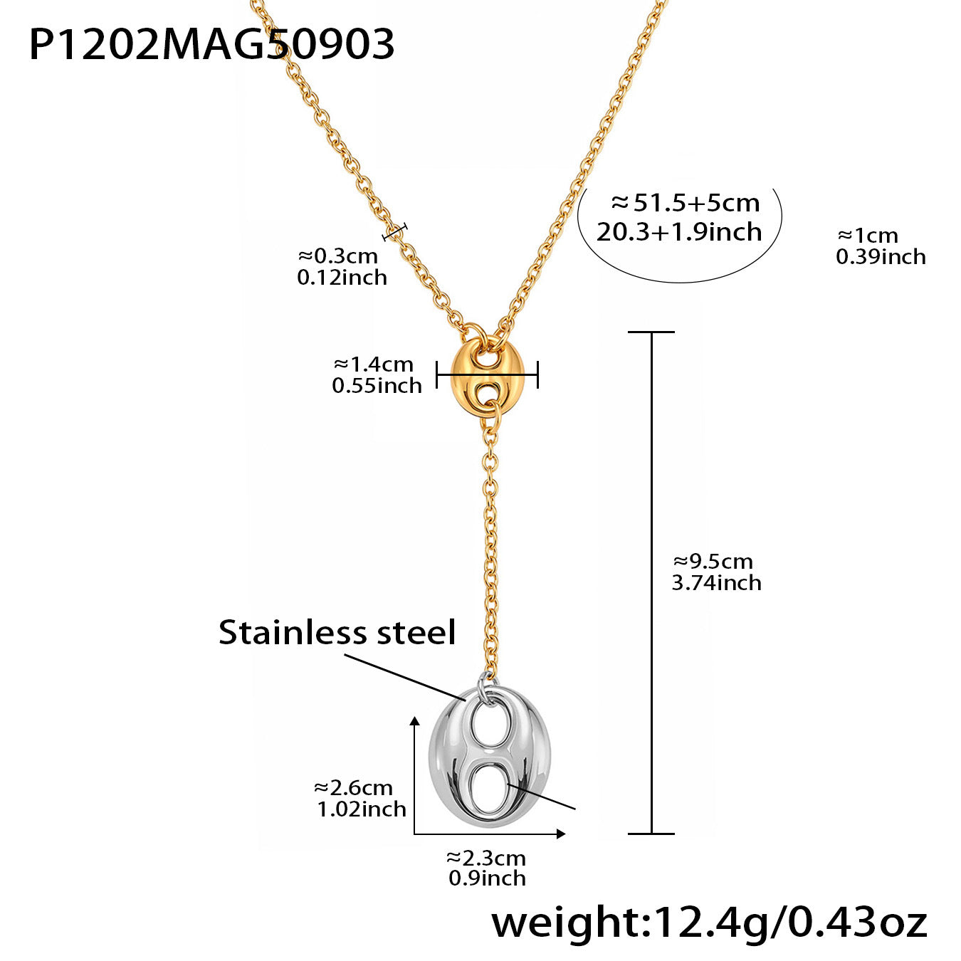 Polished Coffee Bean Y-Shaped Tassel Necklace