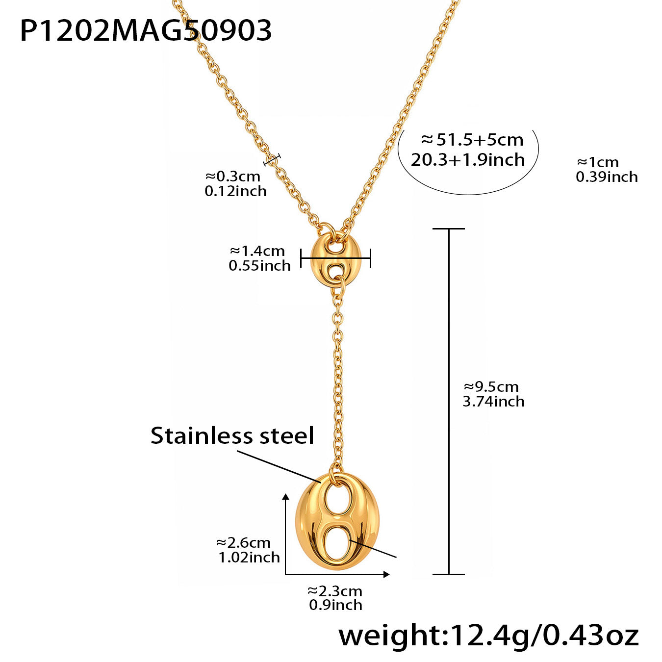 Polished Coffee Bean Y-Shaped Tassel Necklace
