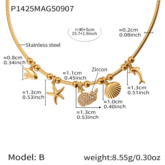 Glazed Fruit Zircon Pendant Stainless Steel Elastic Collar 18K Gold
