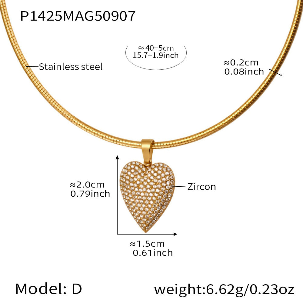Glazed Fruit Zircon Pendant Stainless Steel Elastic Collar 18K Gold