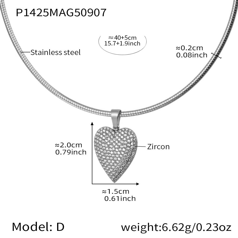 Glazed Fruit Zircon Pendant Stainless Steel Elastic Collar 18K Gold