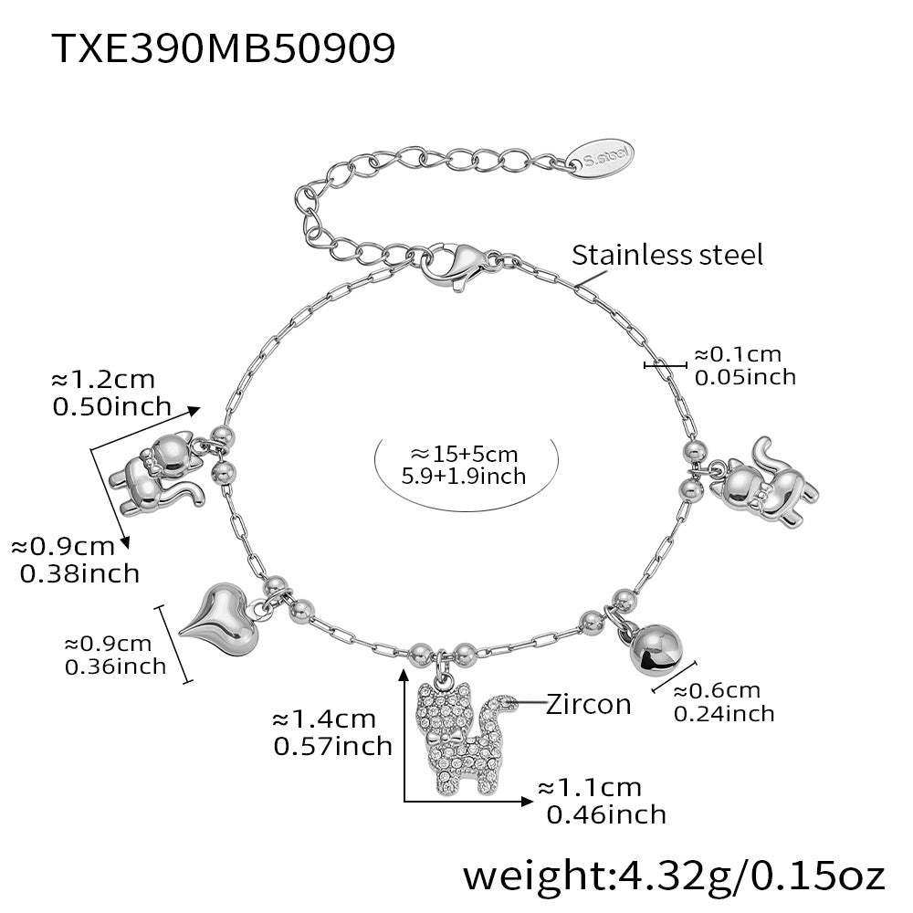 Super Flash 5A Zircon Cat Bell Multi-Accessories DIY Bracelet