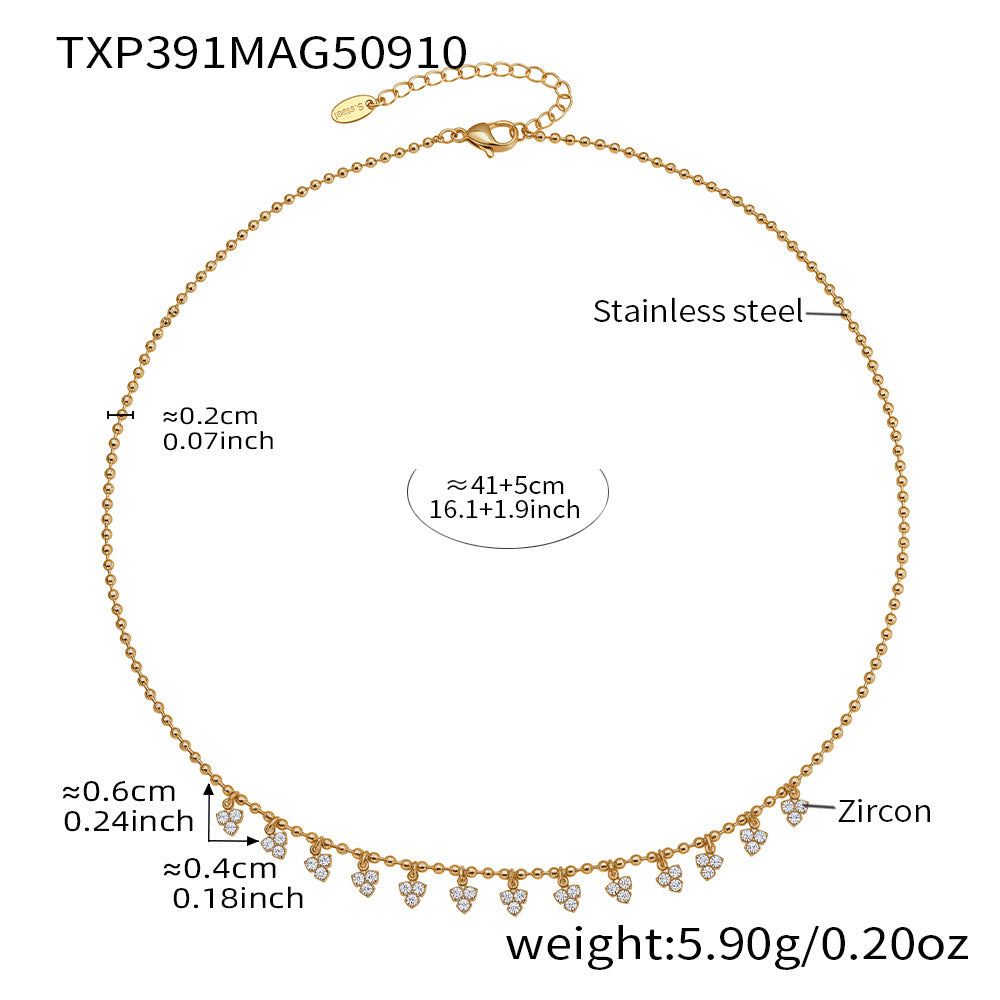 Small Triangular Tassel Small Zircon Stainless Steel Necklace
