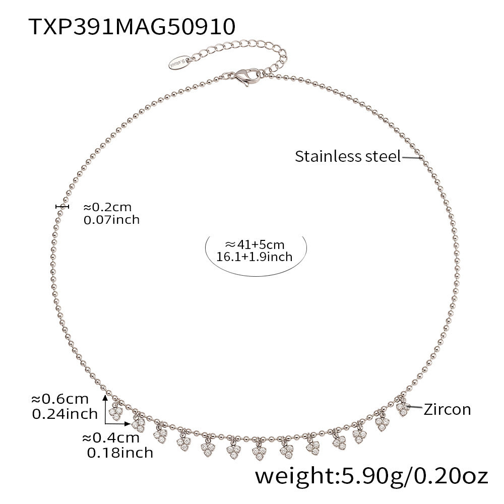 Small Triangular Tassel Small Zircon Stainless Steel Necklace