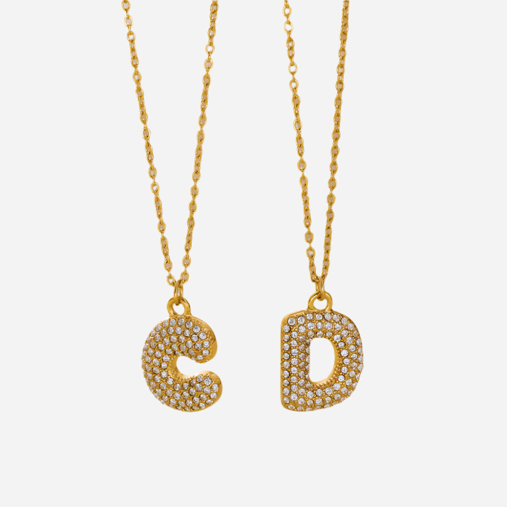 A-Z Alphabet Zircon Pendant Necklace – 18K Gold Hip-Hop Jewelry for Men & Women