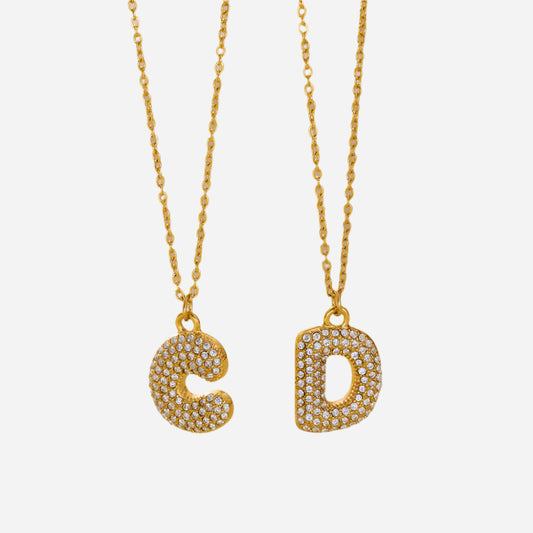 A-Z Alphabet Zircon Pendant Necklace – 18K Gold Hip-Hop Jewelry for Men & Women