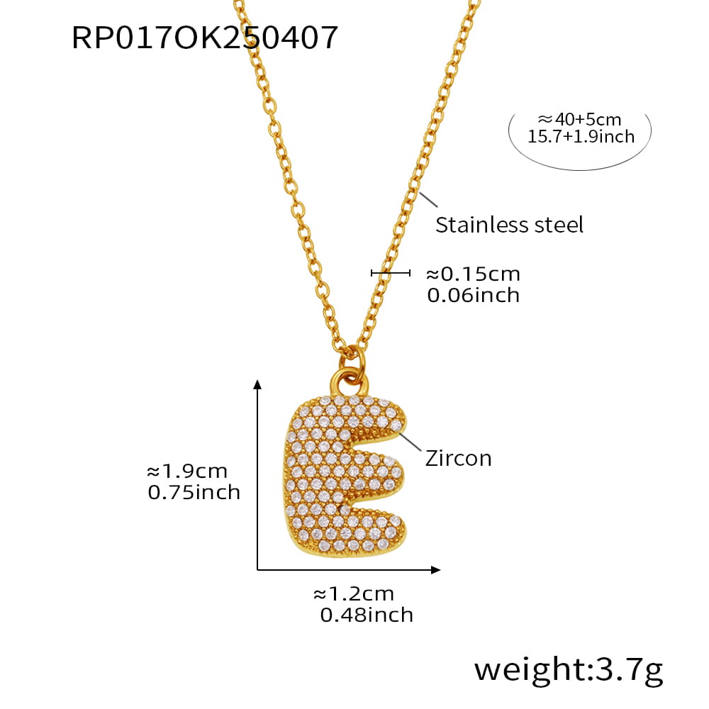 A-Z Alphabet Zircon Pendant Necklace – 18K Gold Hip-Hop Jewelry for Men & Women