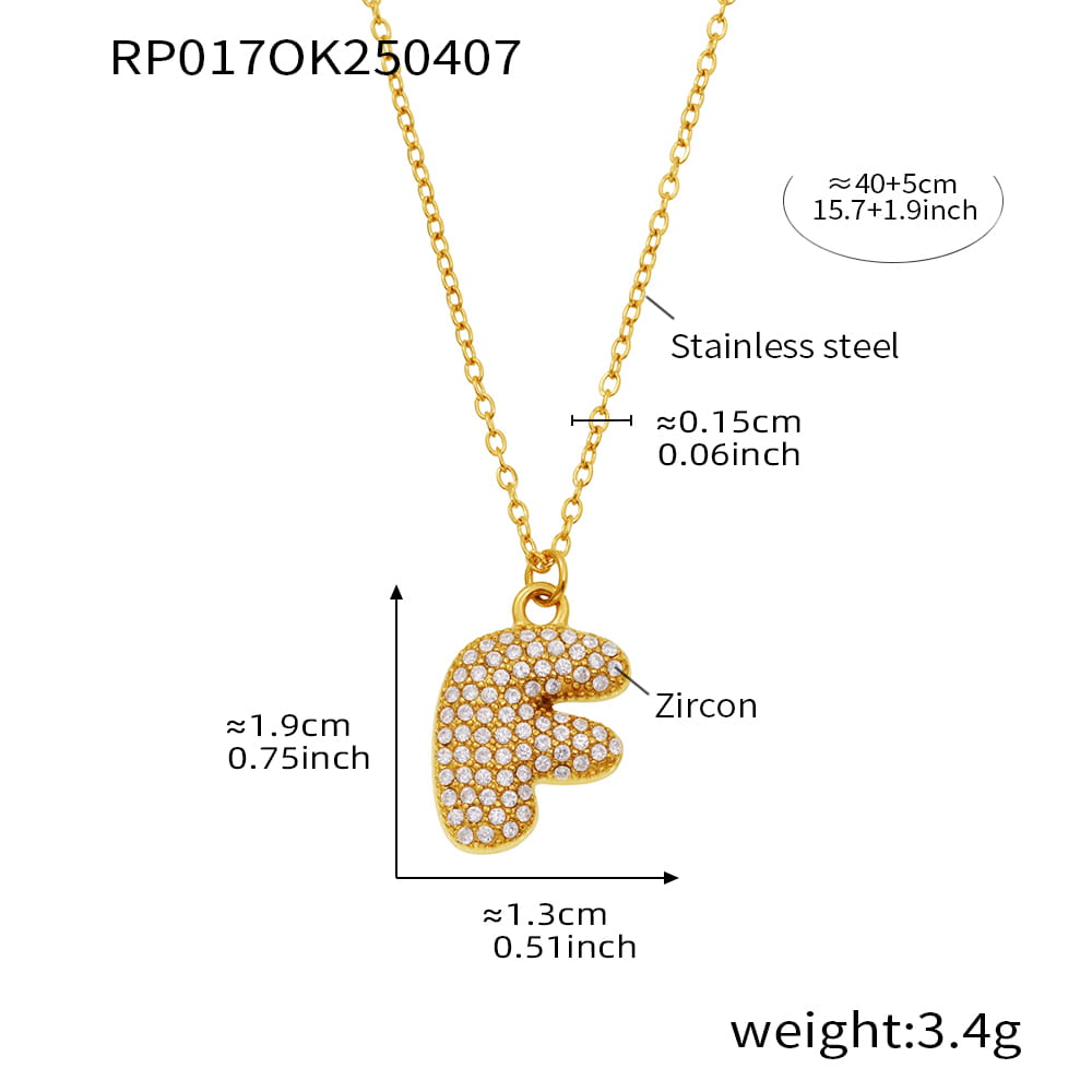 A-Z Alphabet Zircon Pendant Necklace – 18K Gold Hip-Hop Jewelry for Men & Women