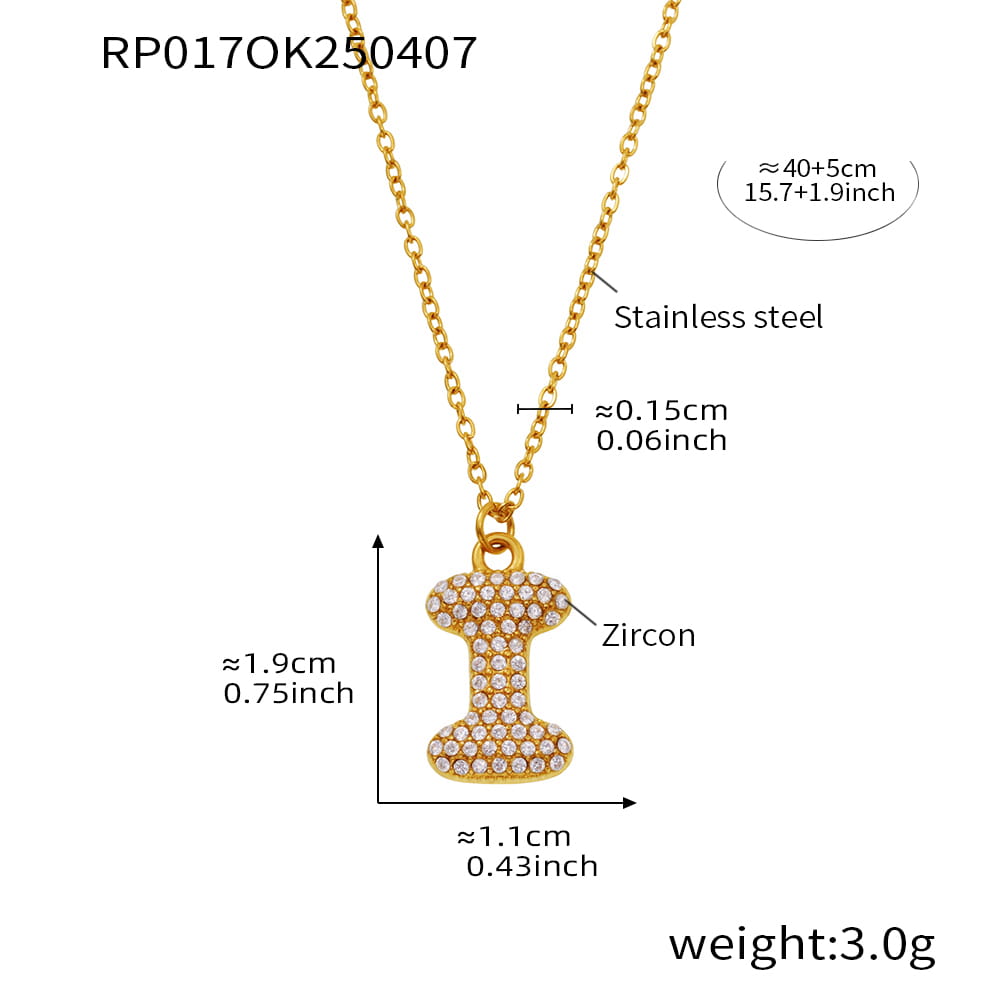 A-Z Alphabet Zircon Pendant Necklace – 18K Gold Hip-Hop Jewelry for Men & Women