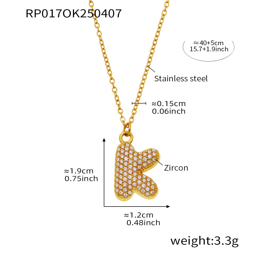 A-Z Alphabet Zircon Pendant Necklace – 18K Gold Hip-Hop Jewelry for Men & Women