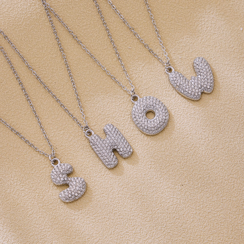 A-Z Alphabet Zircon Pendant Necklace – 18K Gold Hip-Hop Jewelry for Men & Women