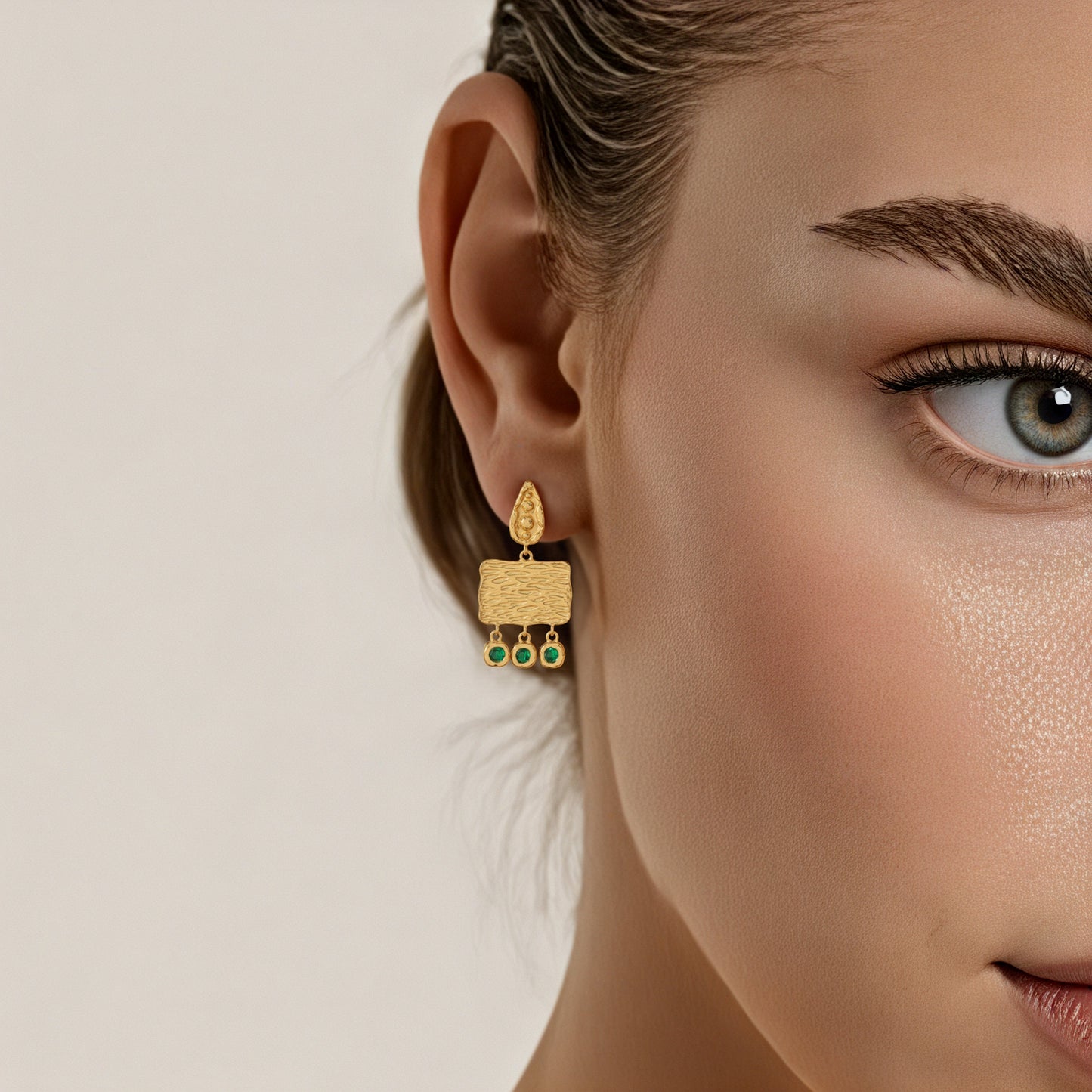 Rectangular Tassel Earrings With Zircon