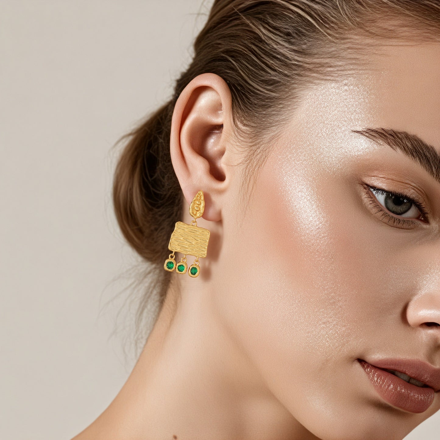 Rectangular Tassel Earrings With Zircon