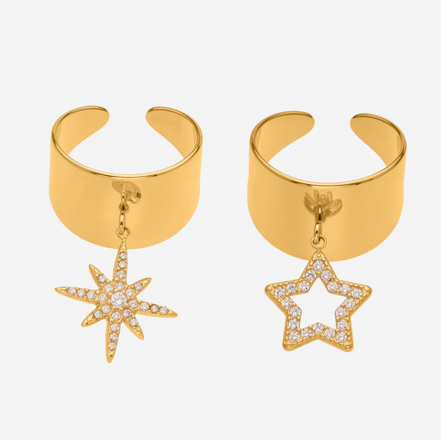 Super Shiny Full Zirconium Star Pendant Open Ring Stainless Steel