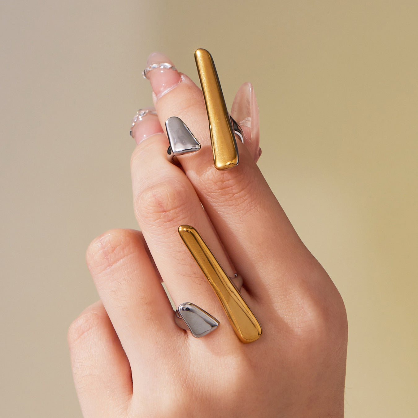 Environmentally Friendly Stainless Steel Adjustable Rings Gold Color