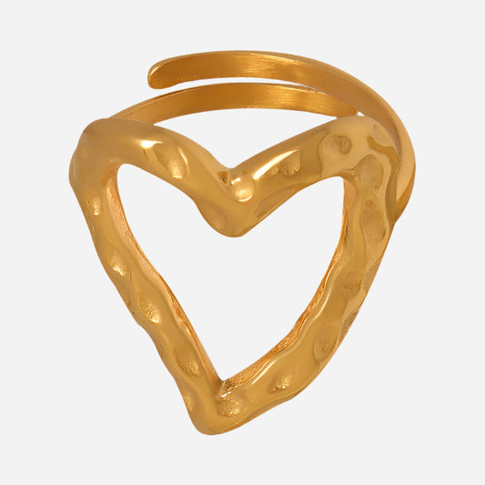 Irregular Heart-Shaped Niche Design Ring Stainless Steel