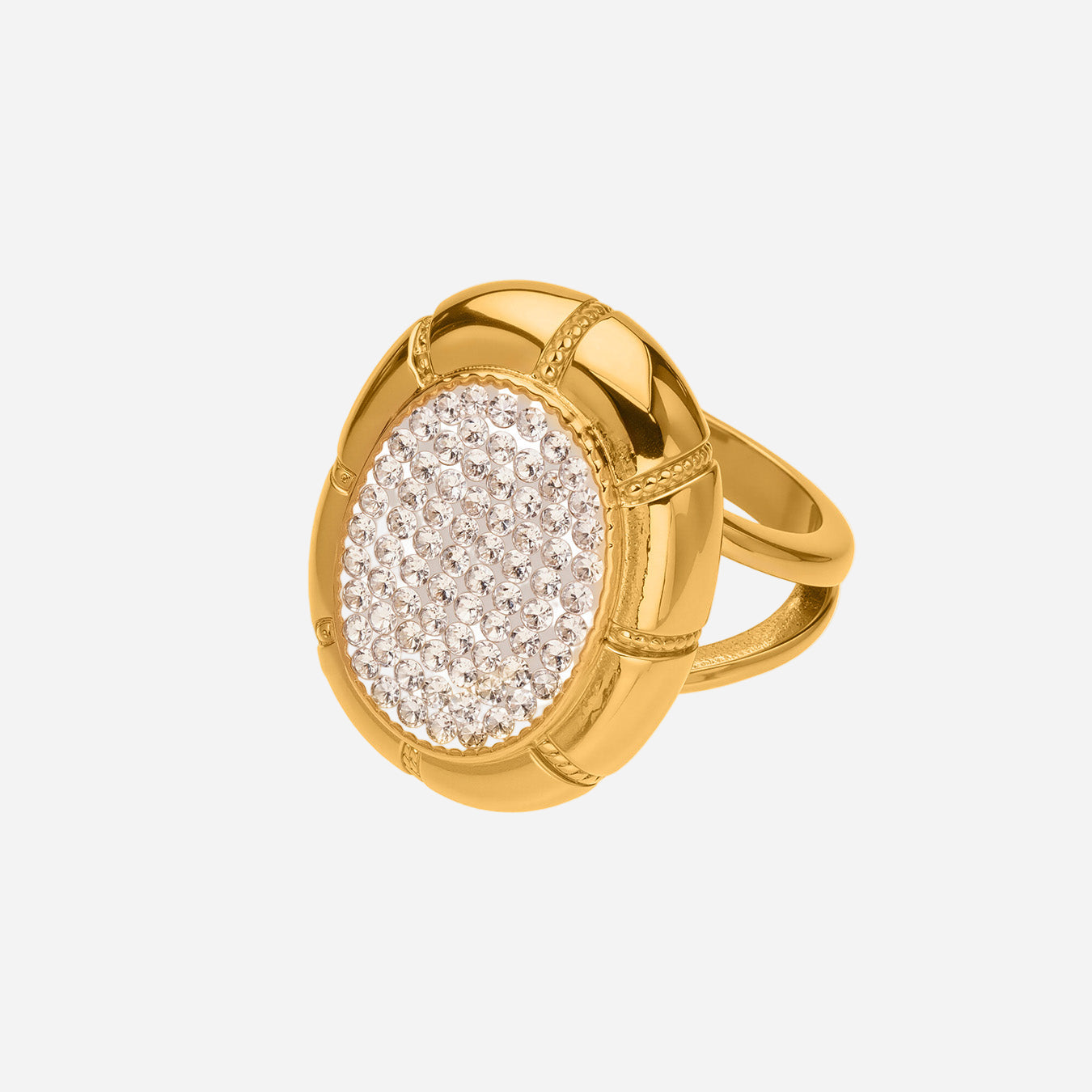 Stainless Steel ring With Mud Diamond Stone Gold Color
