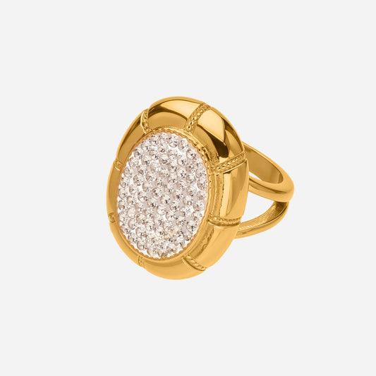 Stainless Steel ring With Mud Diamond Stone Gold Color
