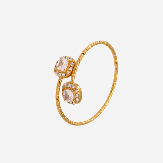 Square Cubic Zirconia Stainless Steel Rings