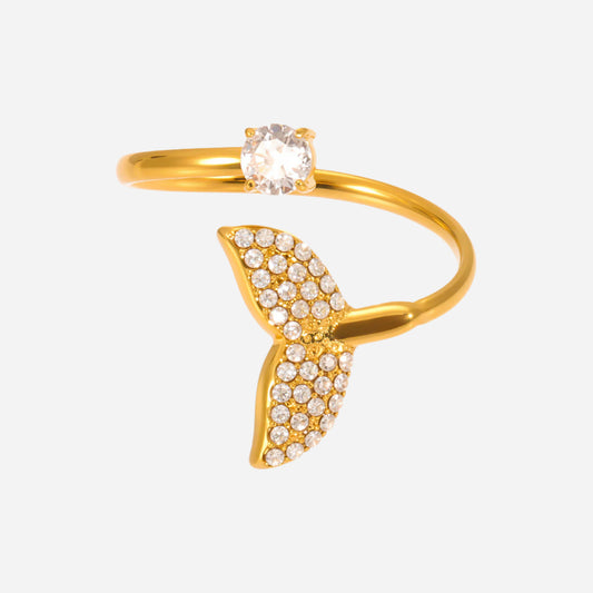 Gold Starfish Shell Zircon Open Index Finger Ring