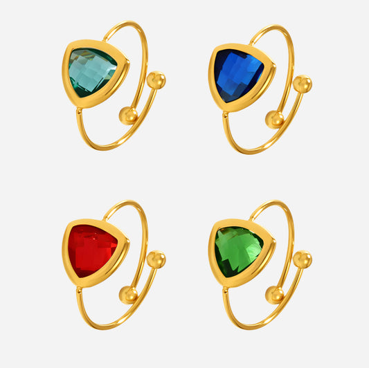 Open Czech Glass Ring | Stainless Steel Handmade Crystal Ring