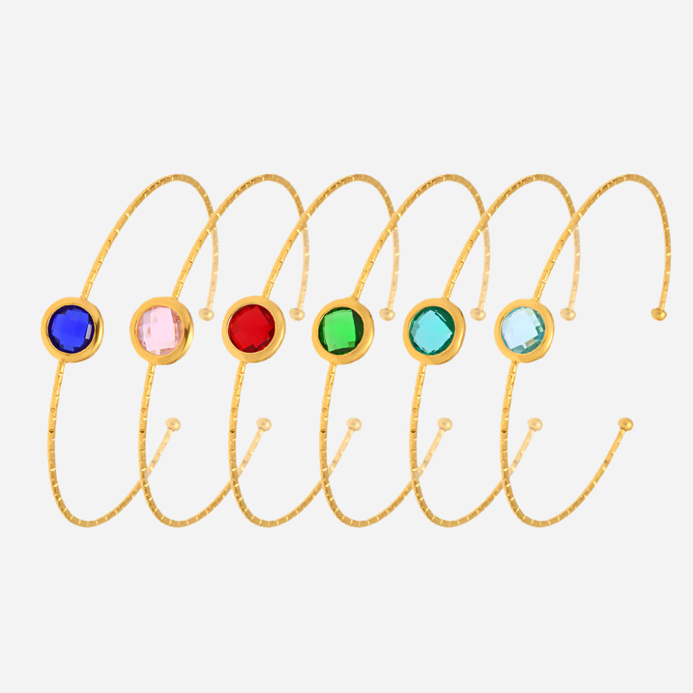 Round cut Czech sea glass bracelet with waterproof stainless steel open design