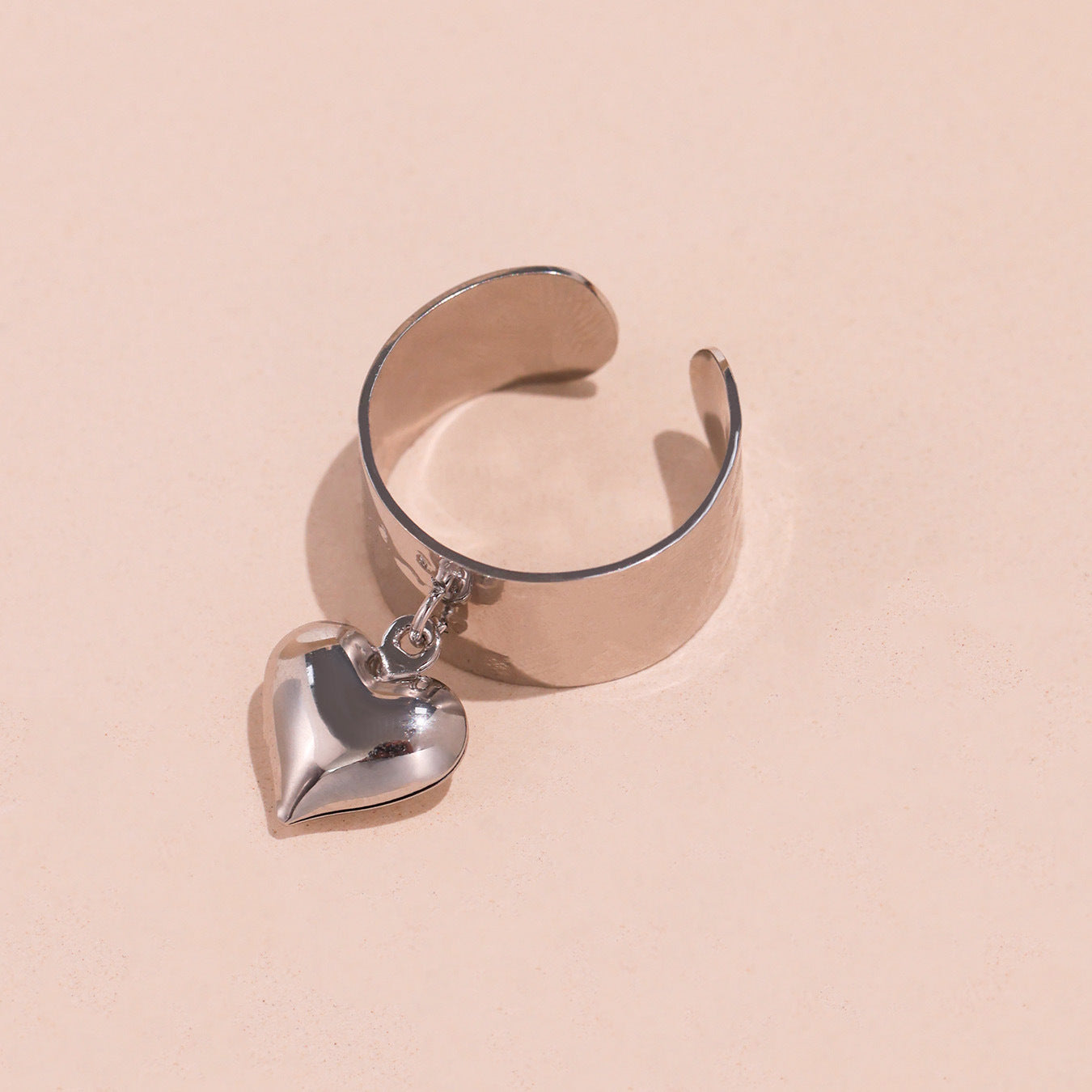 Peach Heart Adjustable Stainless Steel Rings