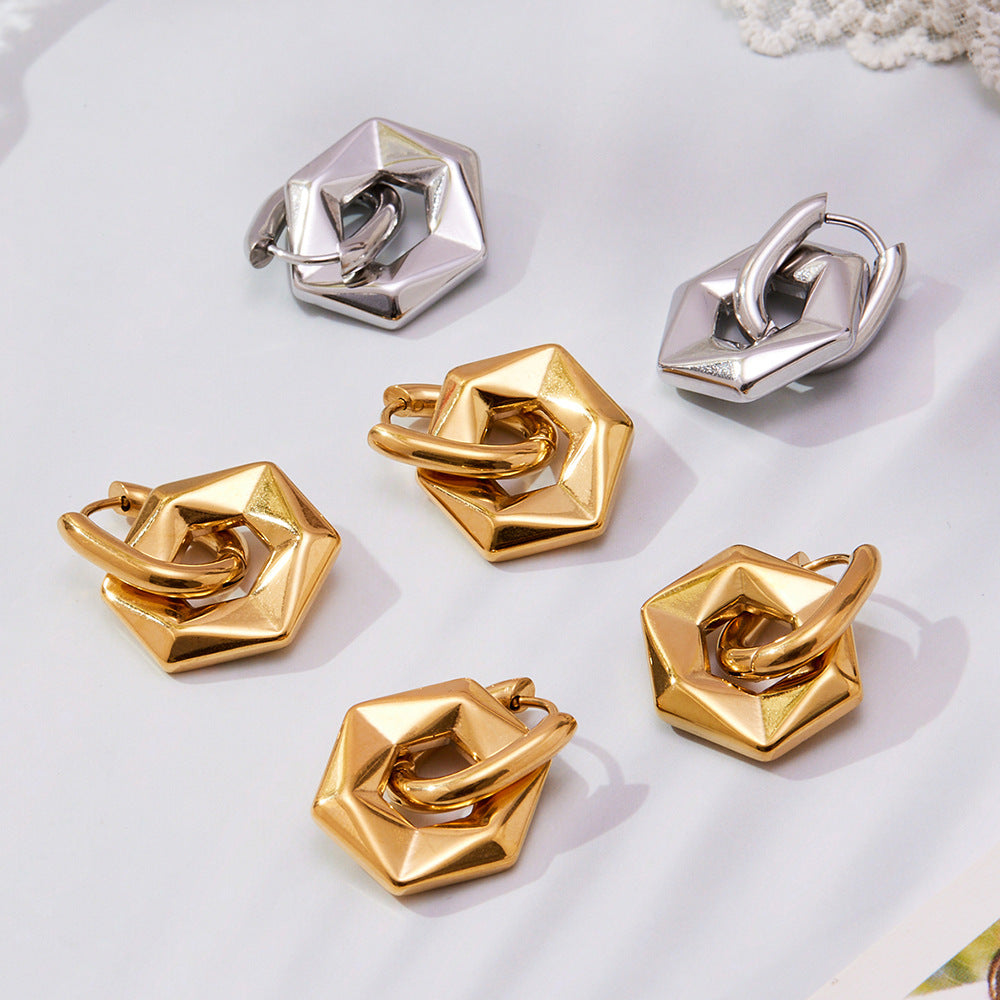 Pendientes hexagonales huecos de estilo moderno