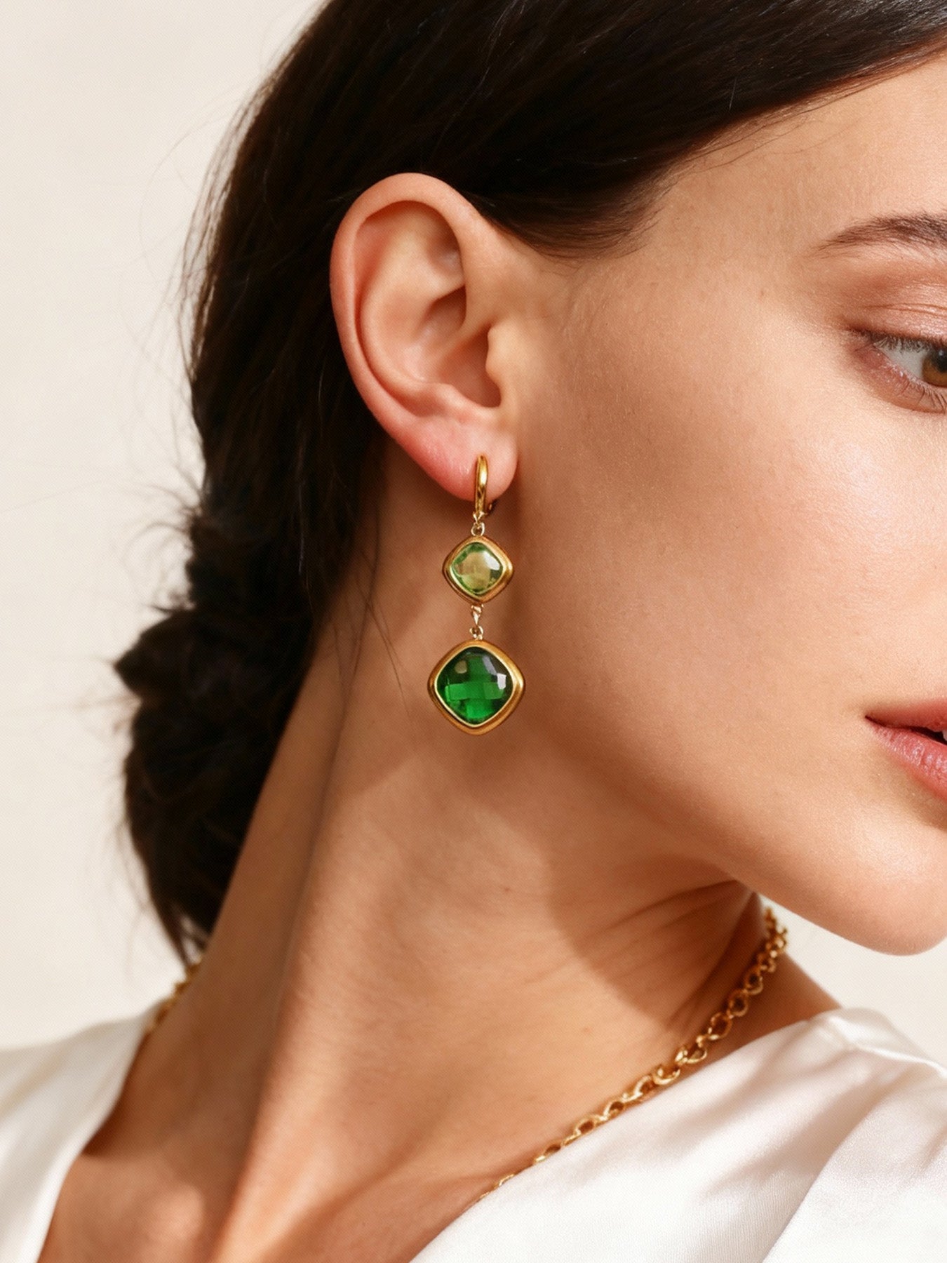 Pendientes colgantes inspirados en vidrio marino para mujer | Joyas de acero inoxidable resistentes al agua 