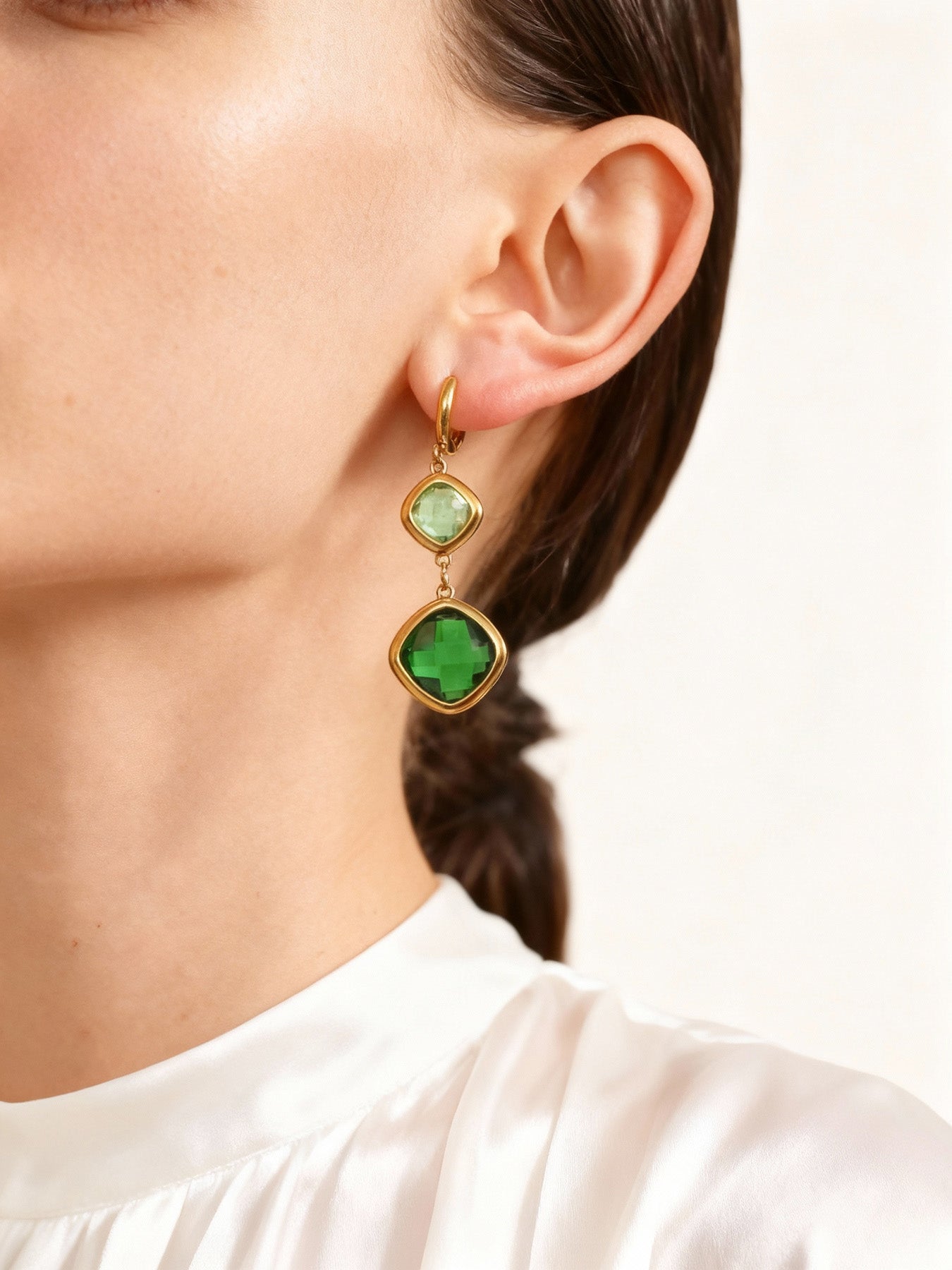 Pendientes colgantes inspirados en vidrio marino para mujer | Joyas de acero inoxidable resistentes al agua 