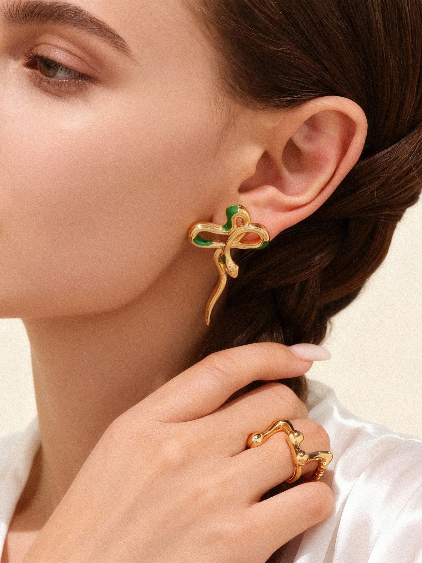 Pendientes de cobre con forma de gota de aceite de serpiente