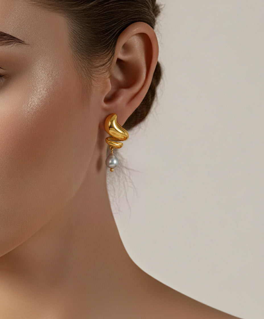 Spiral Freshwater Pearl Earrings