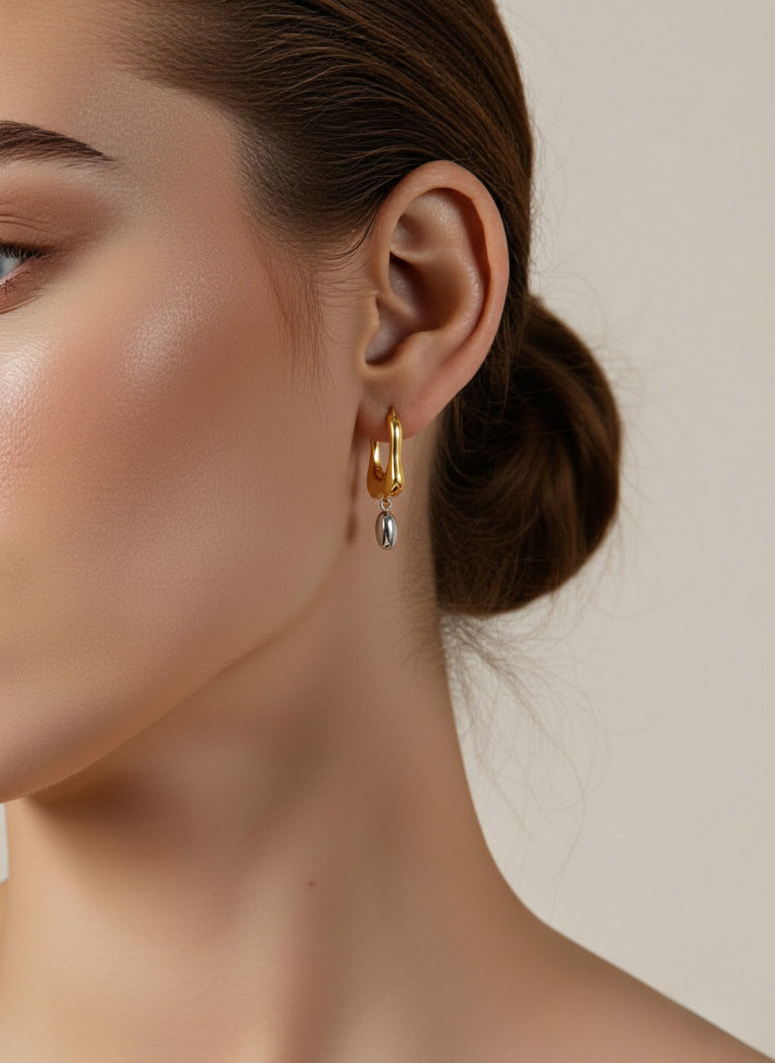 Stainless Steel Geometric Color Blocked Earrings