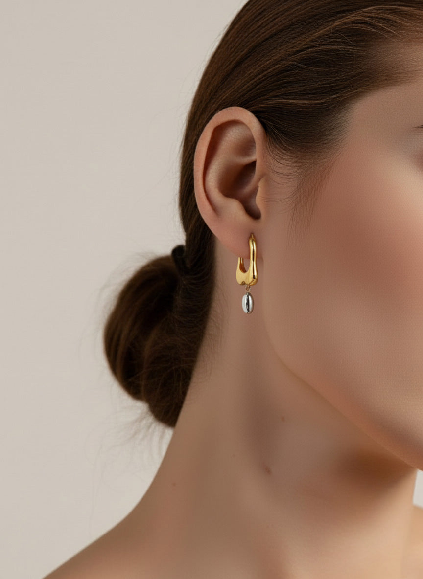 Stainless Steel Geometric Color Blocked Earrings