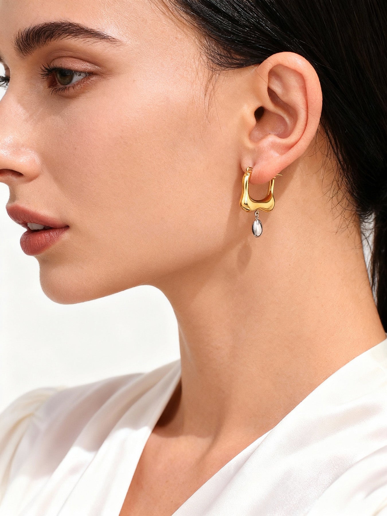 Pendientes geométricos de acero inoxidable con bloques de color