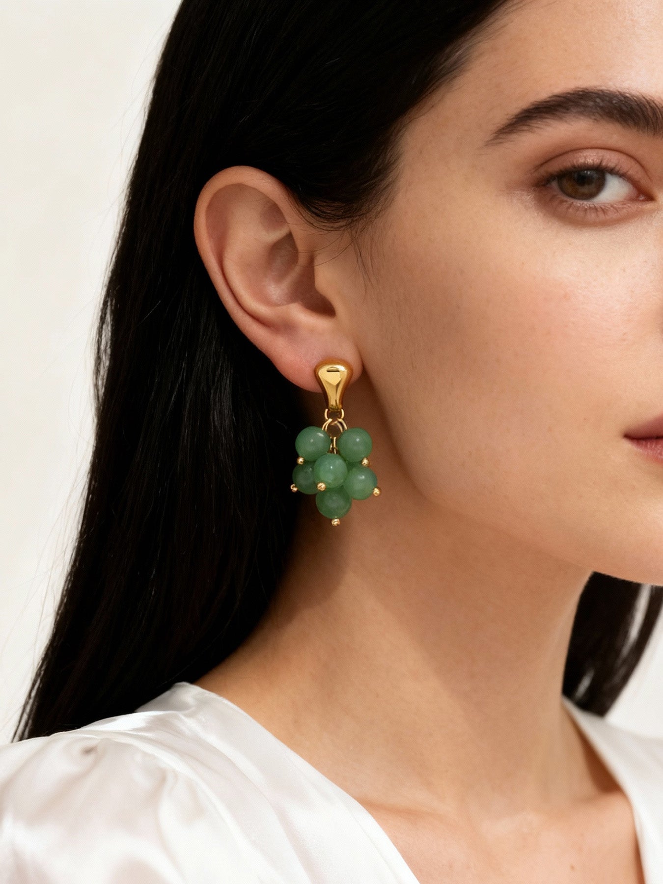 Pendientes de uva de piedra natural de acero inoxidable