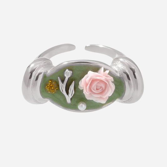 Steel chunky silver ring displayed on a white background, showcasing its sleek stainless steel design.