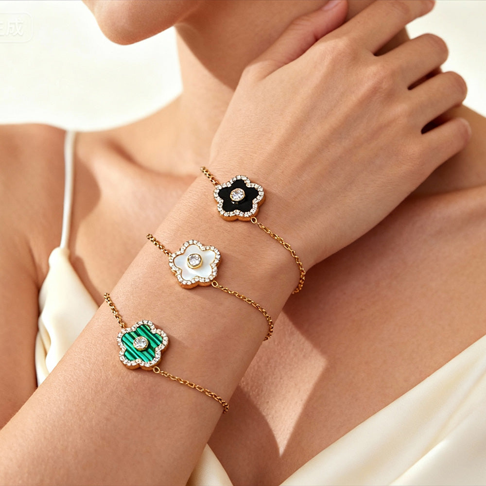 Sunset Flow Gemstone Bracelet | Waterproof Stainless Steel Jewelry (Sunset and Ocean)