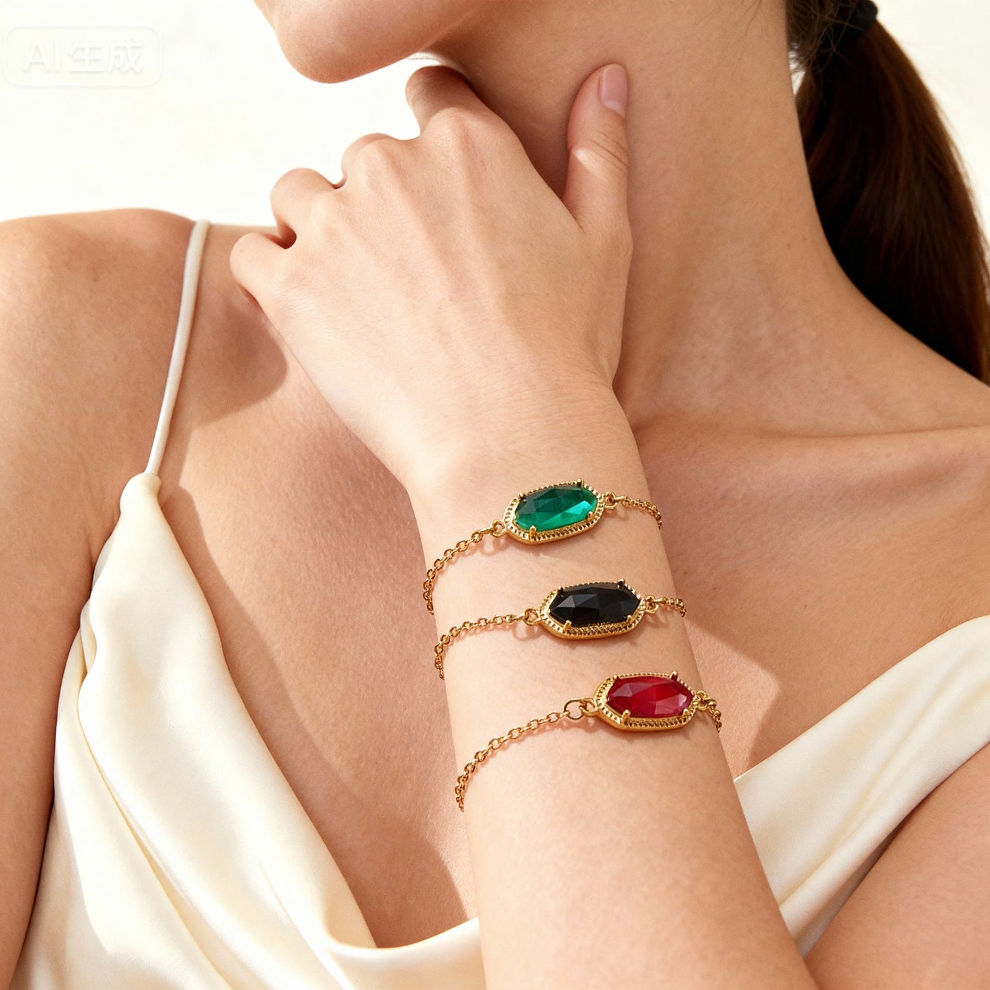 Sunset Flow Gemstone Bracelet | Waterproof Stainless Steel Jewelry (Sunset and Ocean)