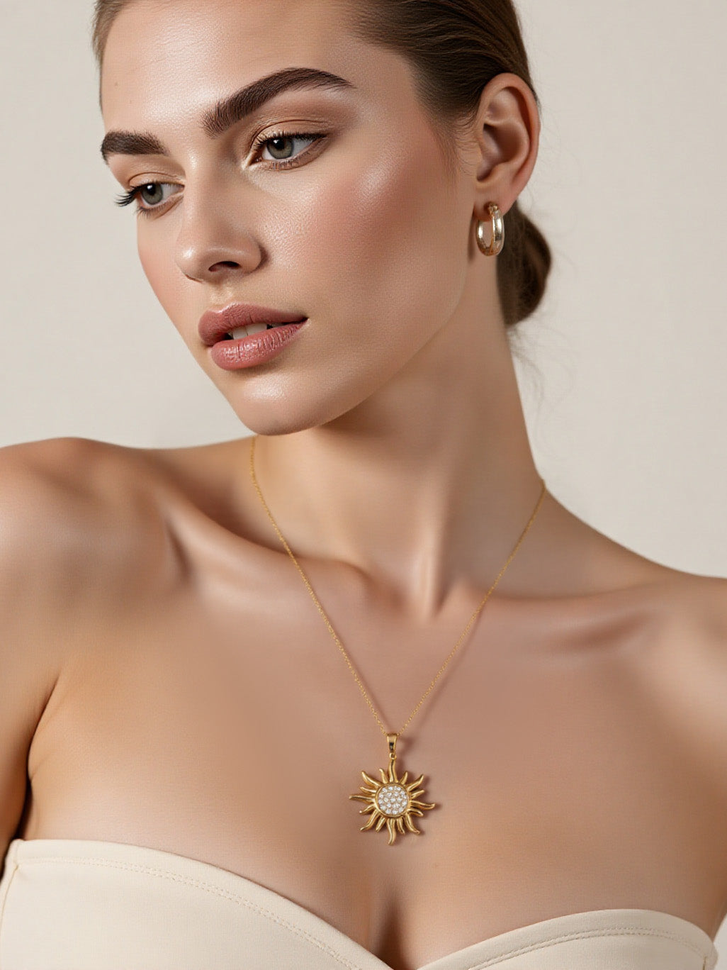 Super Shiny 5A Zircon Sun Pendant Necklace
