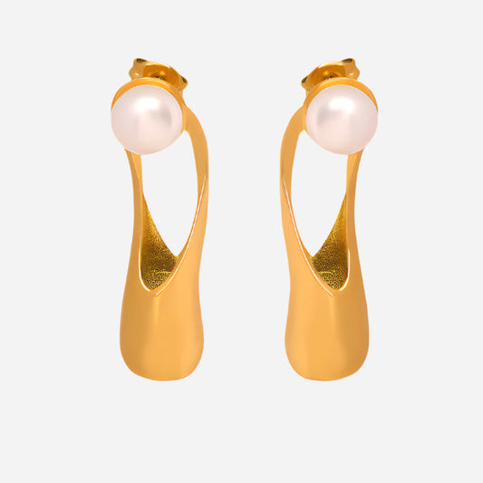 Romantic personality symmetrical freshwater pearl earrings