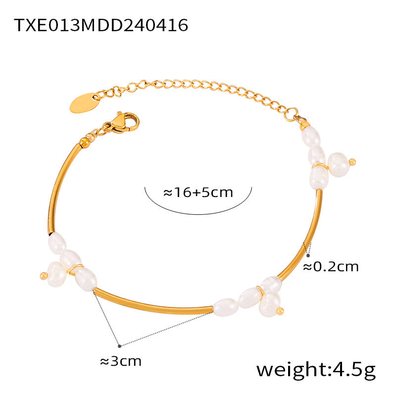 Geometric Freshwater Pearl Bead Bracelet
