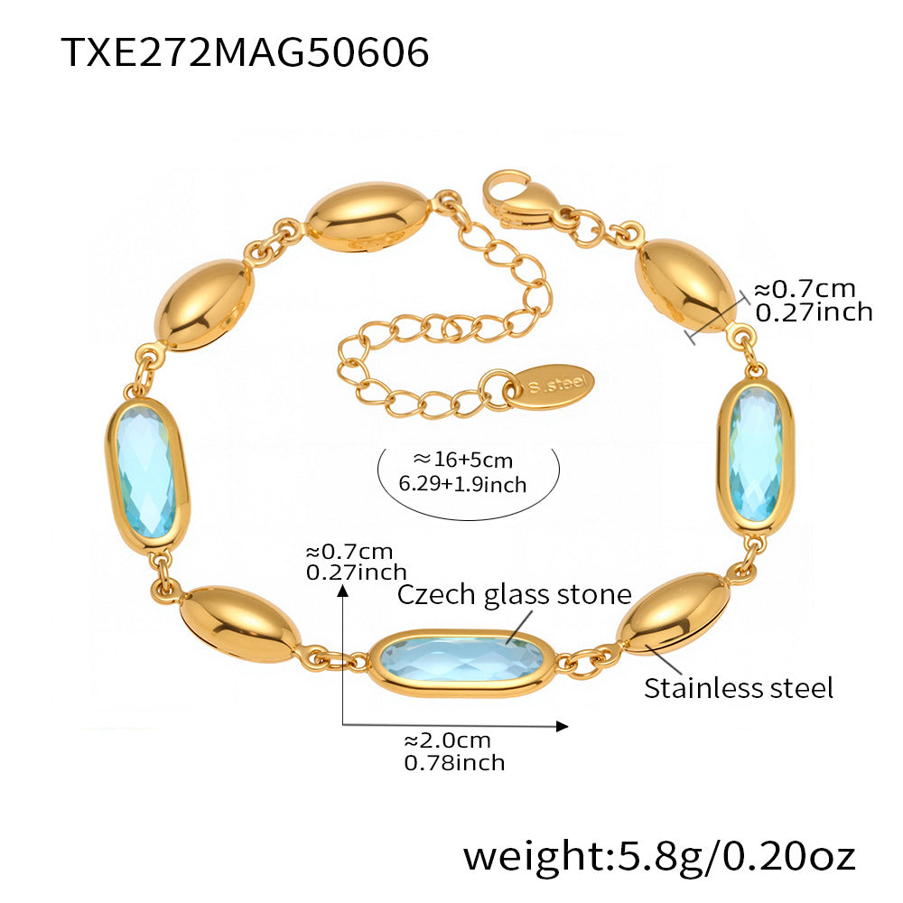 Blue Czech Glass Bracelet TXE272 – Product Weight and Material Specs