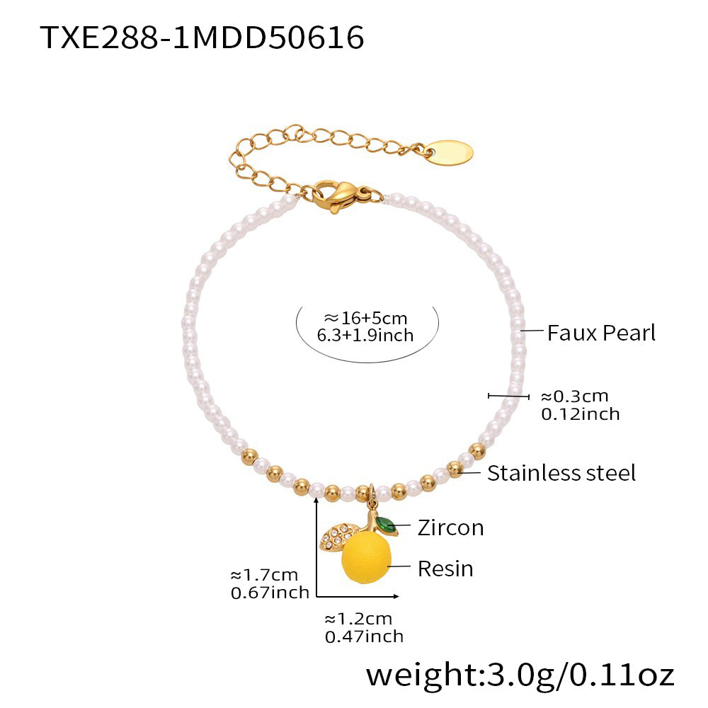 Resin Lemon Daisy Shell Bead Stainless Steel Bracelets