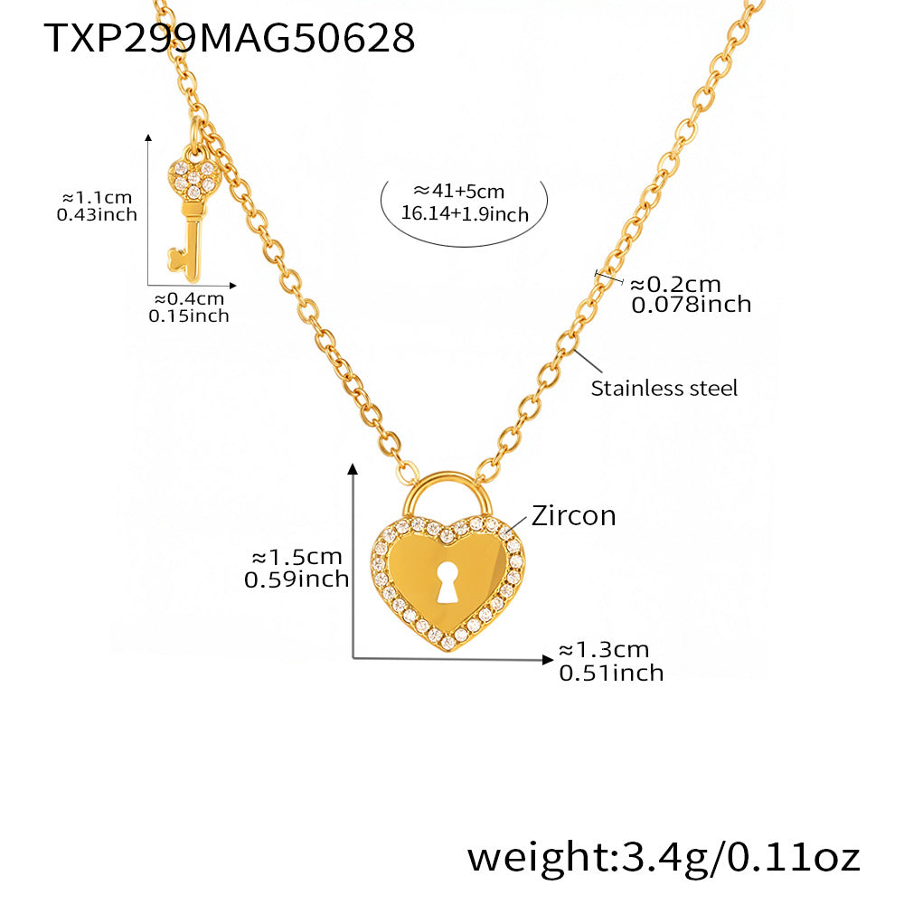 Heart Lock Key Charm Necklaces