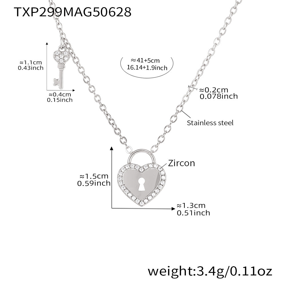 Heart Lock Key Charm Necklaces
