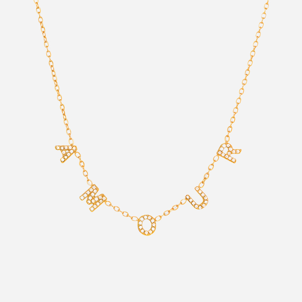  TXP304 5A Zircon AMOUR Necklace 40+5cm on White Background