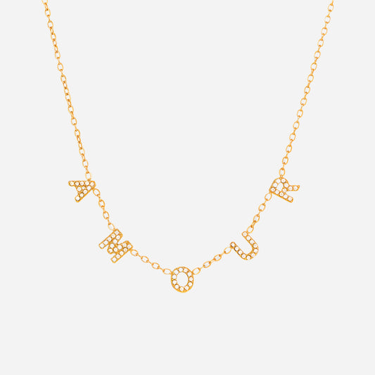  TXP304 5A Zircon AMOUR Necklace 40+5cm on White Background